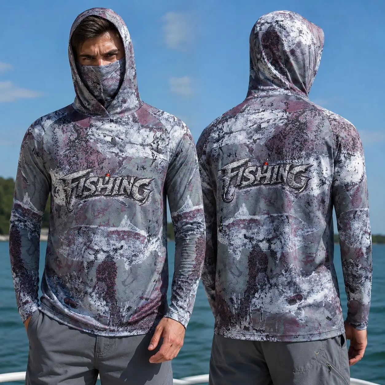 Fishing Shirt Hooded Men Fishi - Fishing Mask Sun Protection ulasan dan harga
