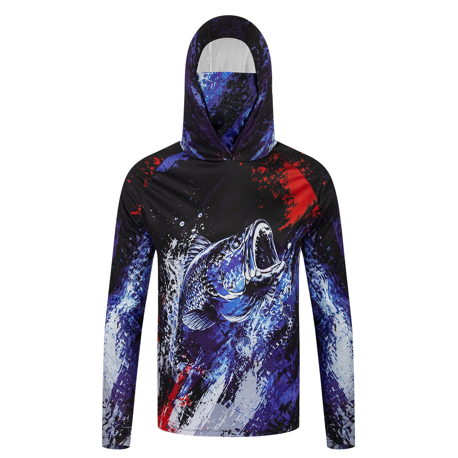 Men UPF50+ Fishing Hoodie with - Fishing Mask Sun Protection ulasan dan harga