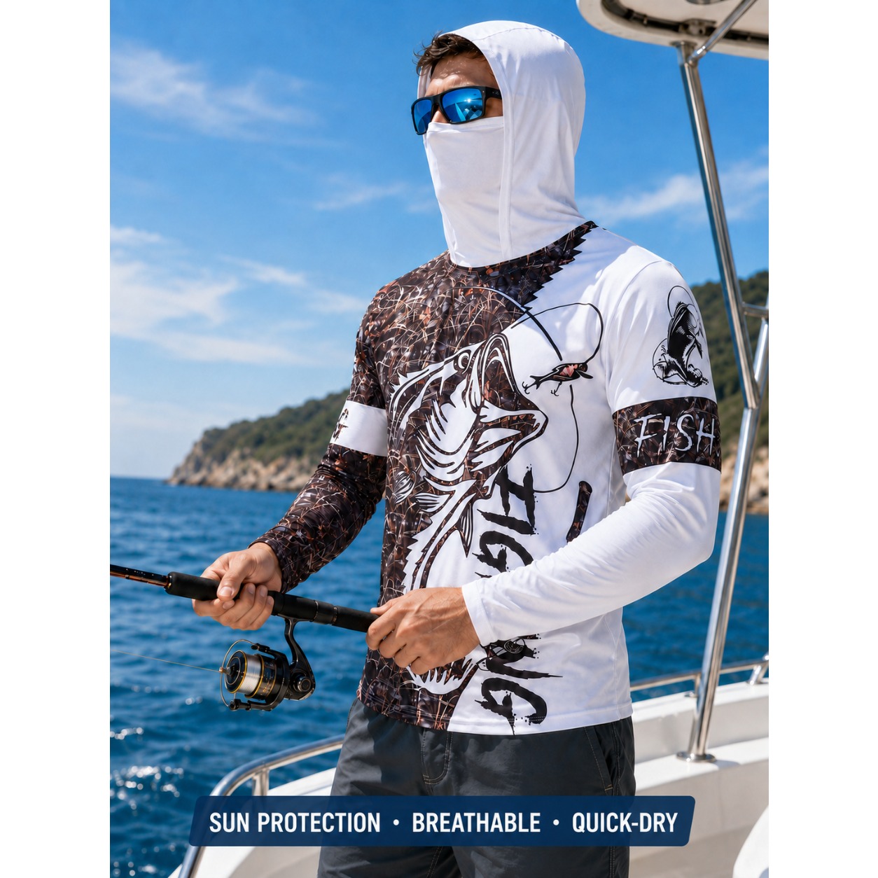MALFC 1PC Men Hood Fishing Shi - Fishing Shirt Uv Protection ulasan dan harga